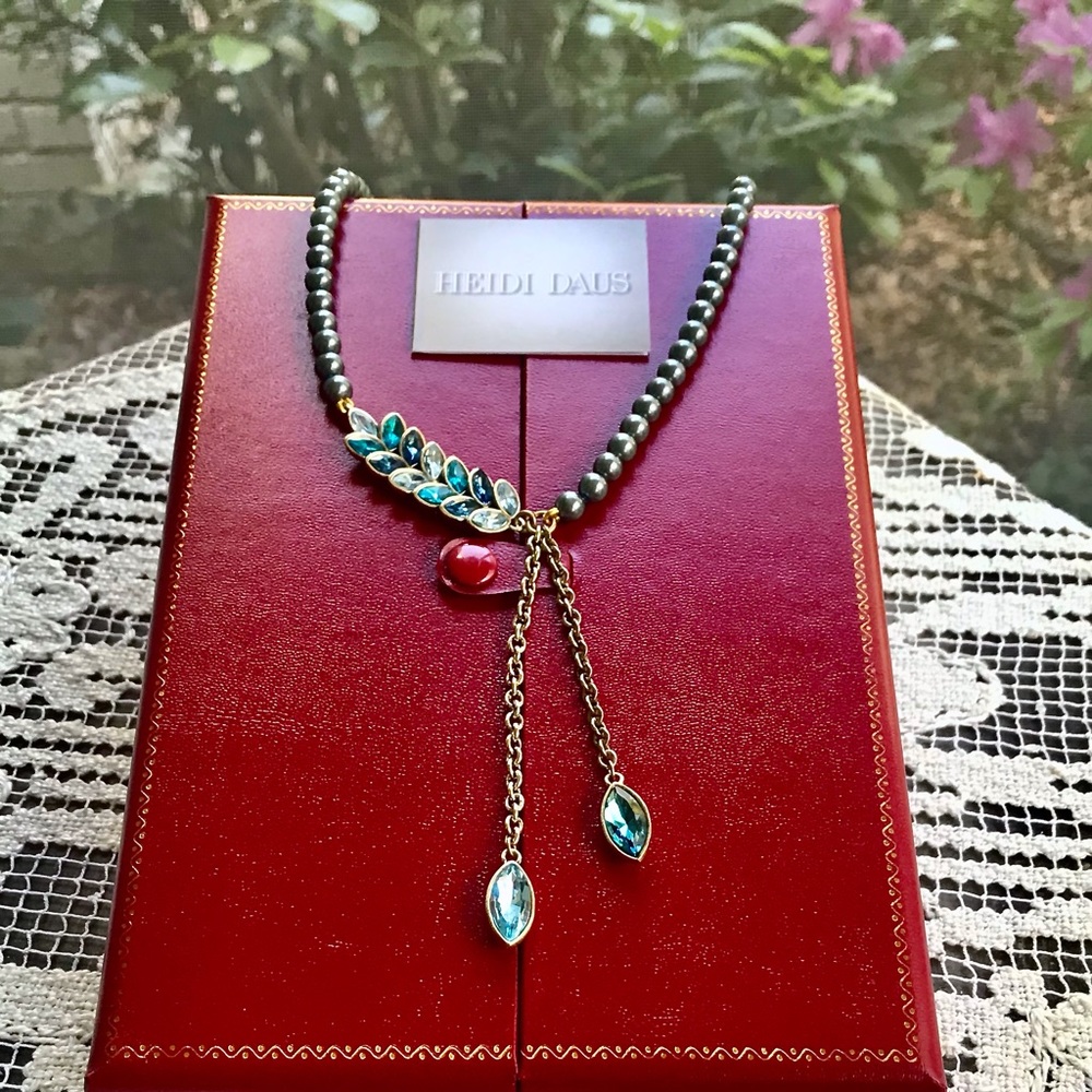 Heidi Daus Nouveau Navettes Necklace Blue/Aqua New